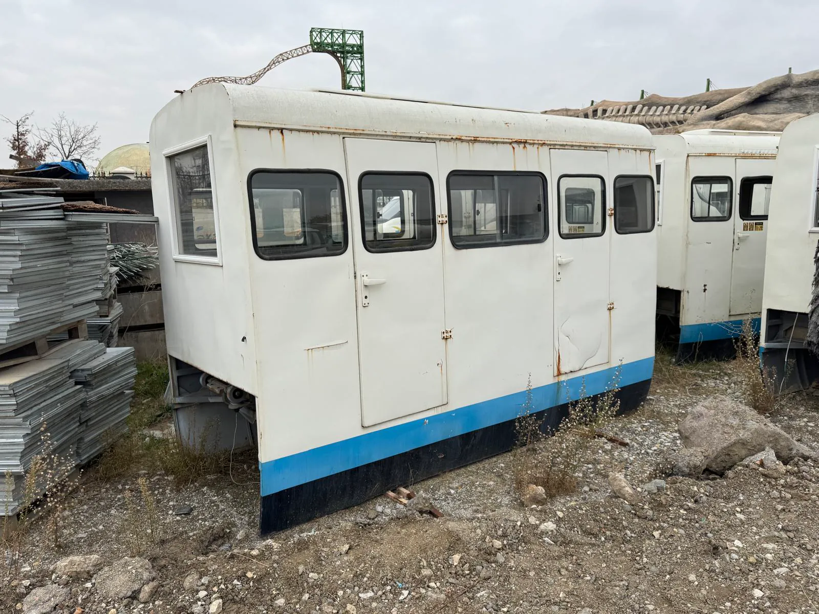 Rusting and decaying monorail car exterior